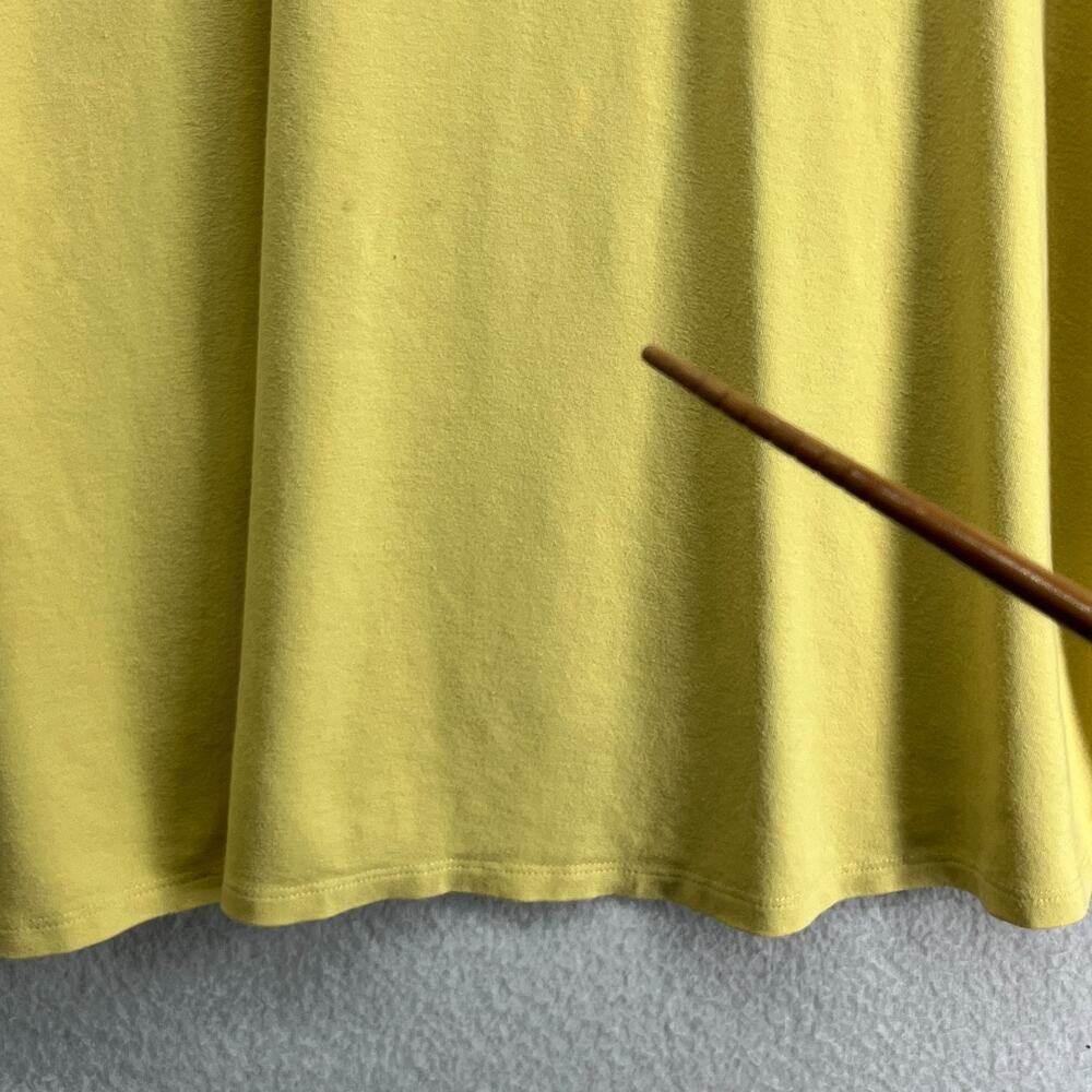 EILEEN FISHER Top S Viscose Stretch Jersey Tunic Ruched V-Neck 3/4 Sleeve Yellow - Picture 6 of 11